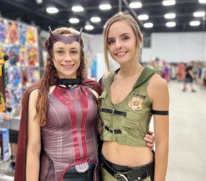 Two girls dressed up as superheroes